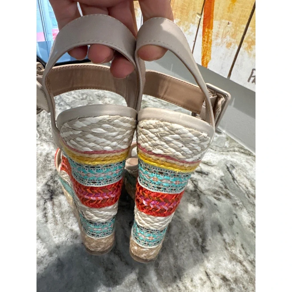 Mix No. 6‎ Jordie platform wedge heel multi-color striped espadrille design 8